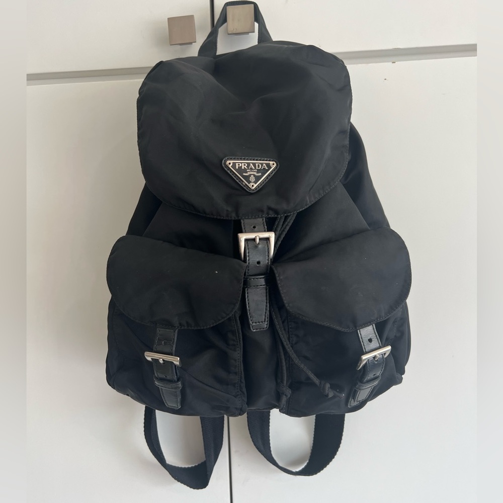PRADA Black Vela Nylon Zainetto Backpack